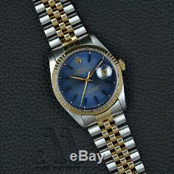 Rolex Datejust 16233 Set Complet Box Papiere 1993 Blau Top Bleu 36mm Saphirglas 18k