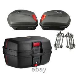 Set Sct6 Panniers De Moto + Rack + Top Box Bagtecs