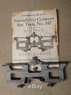 Simonds N ° 342 Crescent Cross Cut Tools Outils D'affûtage Set Avec Original Box Top