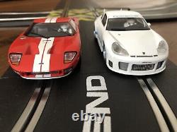 Top Hear Huge Scalextric Set Sport Track Complete Kit Porsche 911 & Ford Gt