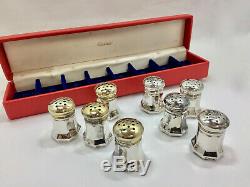 Vintage Cartier Salt & Pepper Shaker Set De 8 Sterling Silver Gilt Top Box Avec